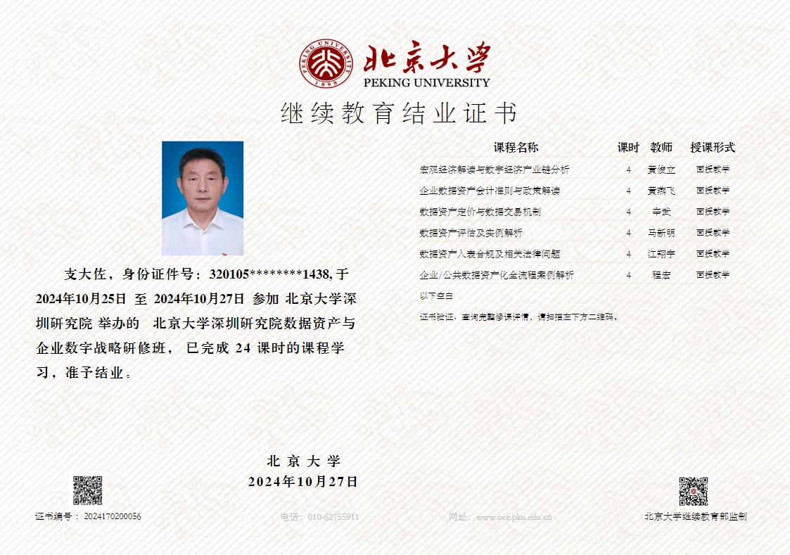 支大佐北京大學(xué)畢業(yè)證